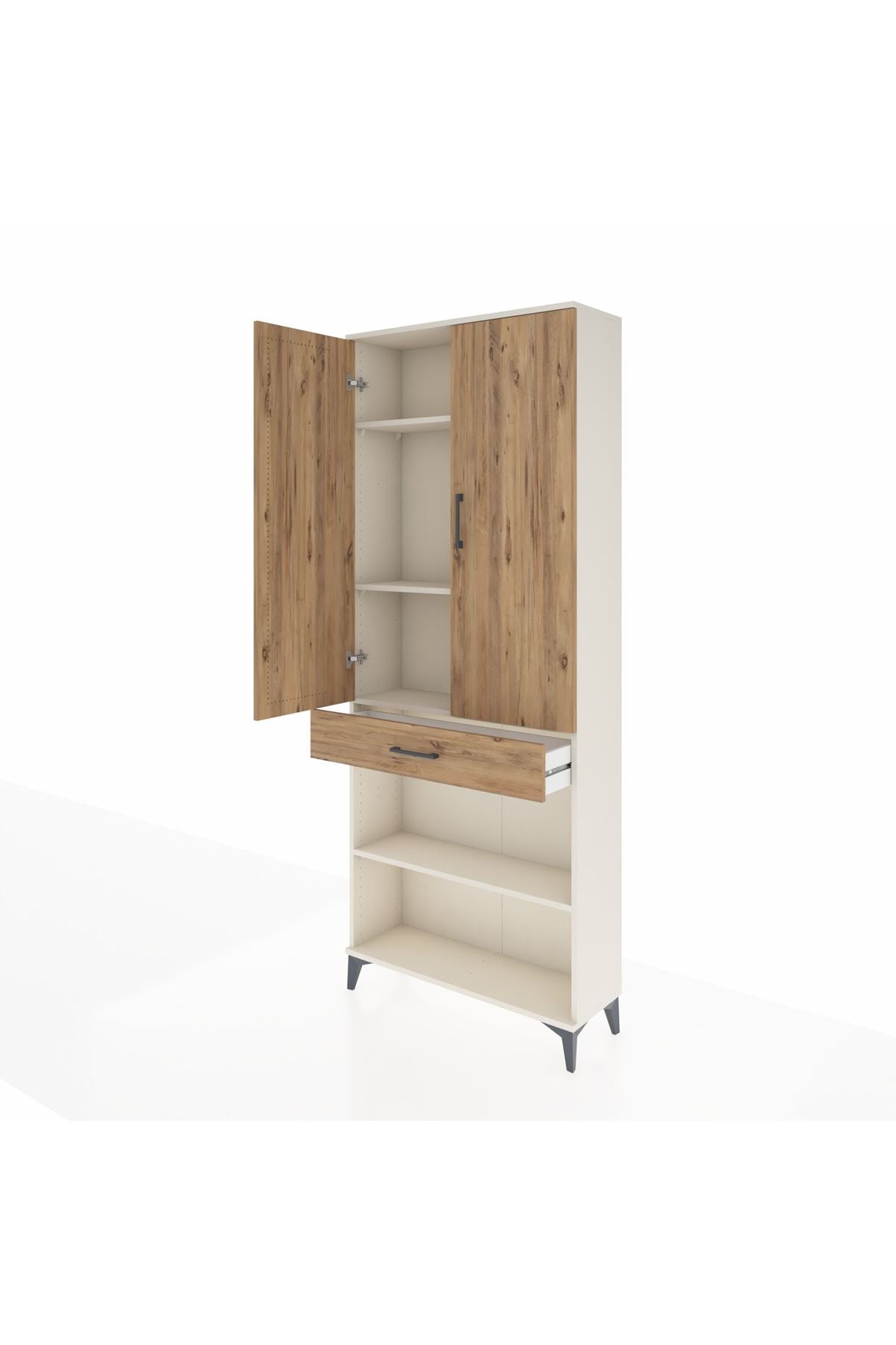 Arges Dolap 4 Raflı Tek Çekmeceli 2 Kapaklı 88x30x221 Aytaşı-Çam