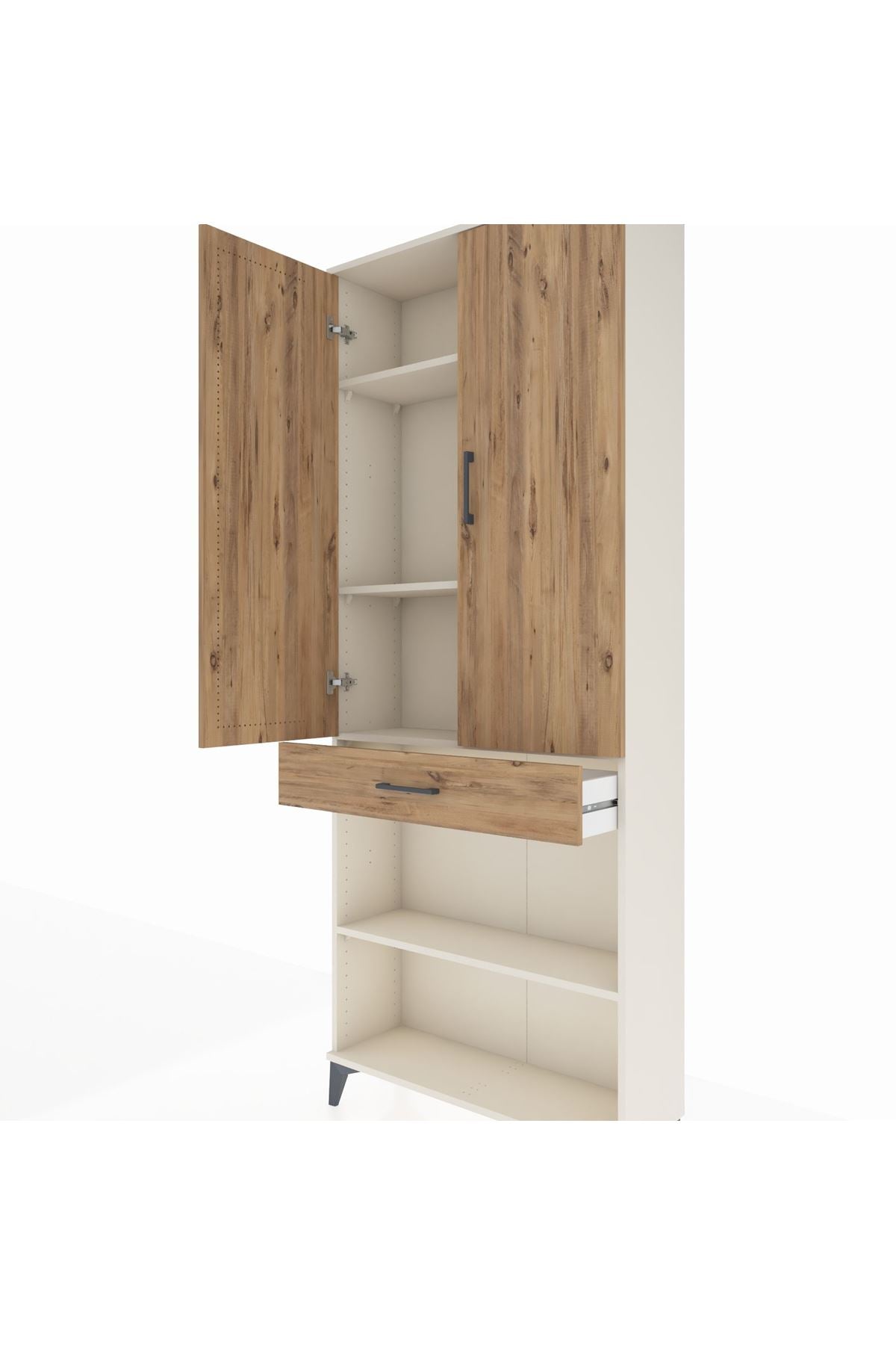 Arges Dolap 4 Raflı Tek Çekmeceli 2 Kapaklı 88x30x221 Aytaşı-Çam