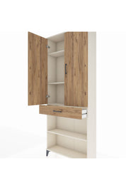 Arges Dolap 4 Raflı Tek Çekmeceli 2 Kapaklı 88x30x221 Aytaşı-Çam