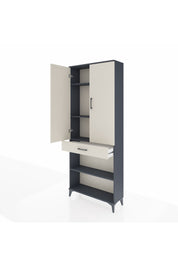Arges Dolap 4 Raflı Tek Çekmeceli 2 Kapaklı 88x30x221 Antrasit-Aytaşı