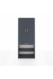 Arges Dolap 4 Raflı Tek Çekmeceli 2 Kapaklı 88x30x221 Antrasit-Antrasit