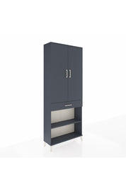 Arges Dolap 4 Raflı Tek Çekmeceli 2 Kapaklı 88x30x221 Antrasit-Antrasit