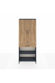 Arges Dolap 4 Raflı Tek Çekmeceli 2 Kapaklı 88x30x221 Antrasit-Çam