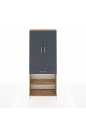 Arges Dolap 4 Raflı Tek Çekmeceli 2 Kapaklı 88x30x221 Çam-Antrasit