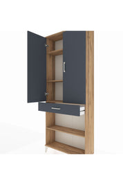 Arges Dolap 4 Raflı Tek Çekmeceli 2 Kapaklı 88x30x221 Çam-Antrasit