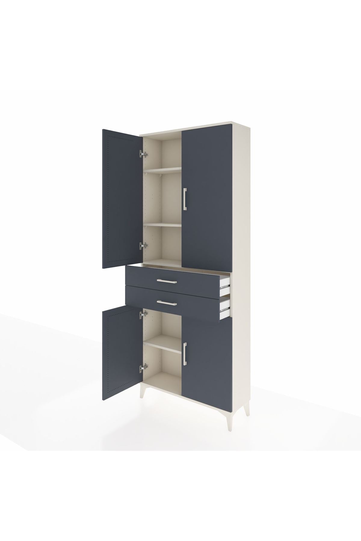 Arges Dolap 4 Raflı 2 Çekmeceli 4 Kapaklı 88x30x221 Aytaşı-Antrasit