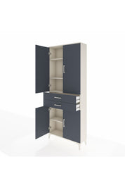 Arges Dolap 4 Raflı 2 Çekmeceli 4 Kapaklı 88x30x221 Aytaşı-Antrasit