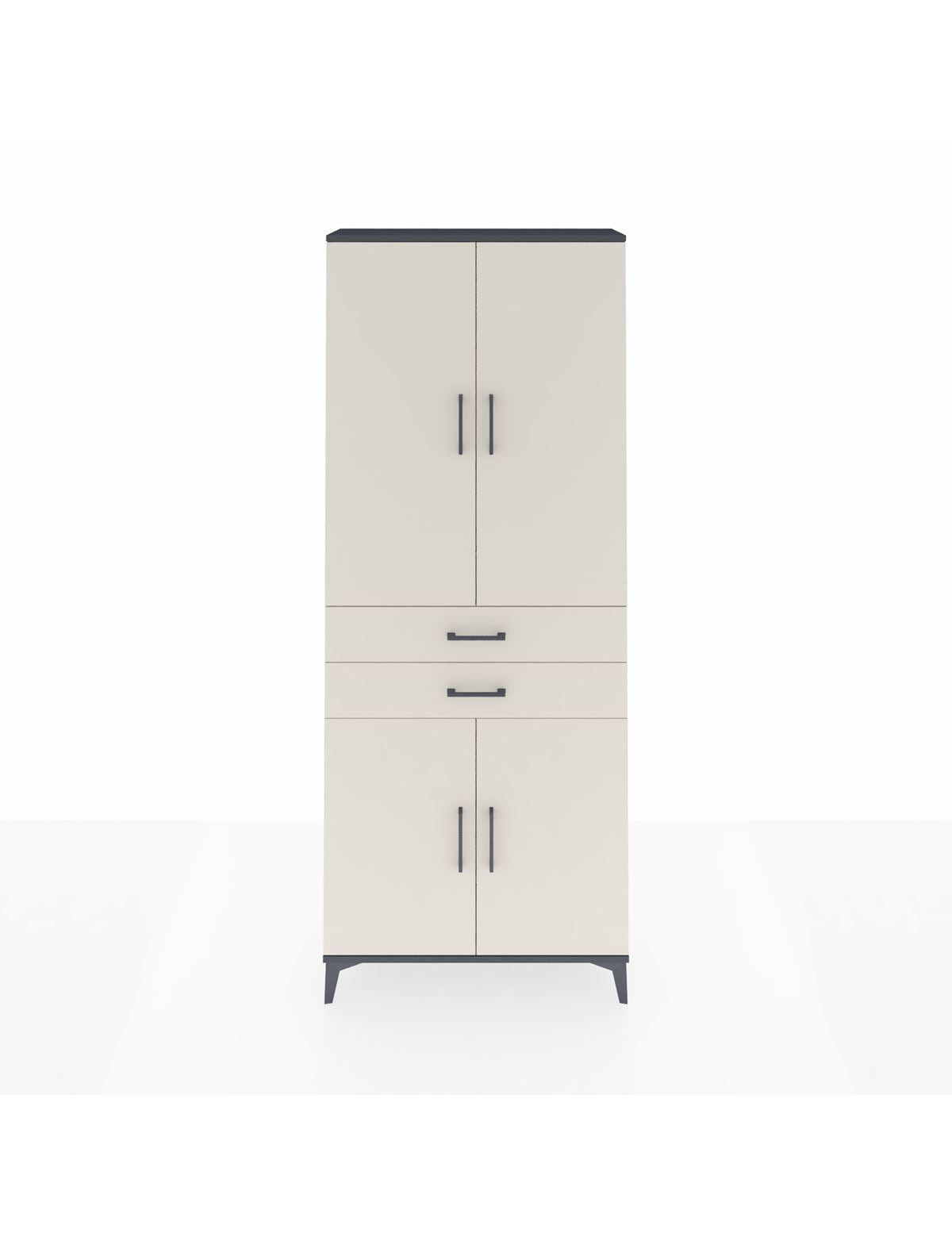 Arges Dolap 4 Raflı 2 Çekmeceli 4 Kapaklı 88x30x221 Antrasit-Aytaşı