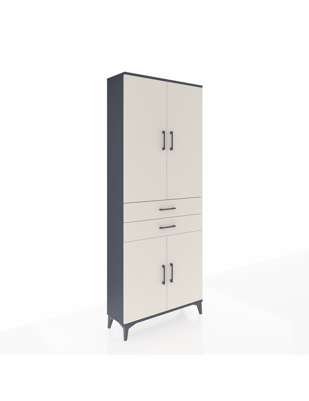 Arges Dolap 4 Raflı 2 Çekmeceli 4 Kapaklı 88x30x221 Antrasit-Aytaşı