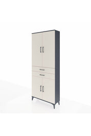 Arges Dolap 4 Raflı 2 Çekmeceli 4 Kapaklı 88x30x221 Antrasit-Aytaşı
