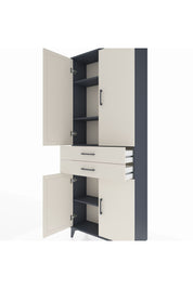 Arges Dolap 4 Raflı 2 Çekmeceli 4 Kapaklı 88x30x221 Antrasit-Aytaşı