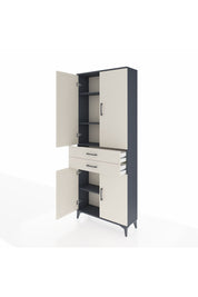 Arges Dolap 4 Raflı 2 Çekmeceli 4 Kapaklı 88x30x221 Antrasit-Aytaşı
