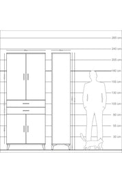 Arges Dolap 4 Raflı 2 Çekmeceli 4 Kapaklı 88x30x221 Antrasit-Aytaşı