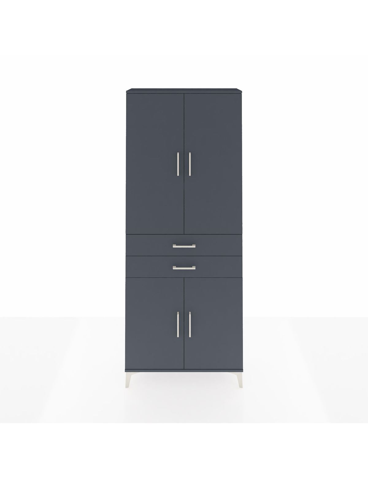 Arges Dolap 4 Raflı 2 Çekmeceli 4 Kapaklı 88x30x221 Antrasit-Antrasit