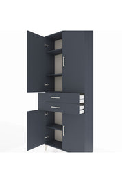 Arges Dolap 4 Raflı 2 Çekmeceli 4 Kapaklı 88x30x221 Antrasit-Antrasit