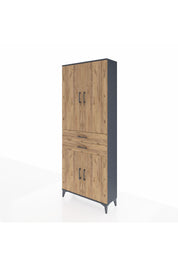 Arges Dolap 4 Raflı 2 Çekmeceli 4 Kapaklı 88x30x221 Antrasit-Çam