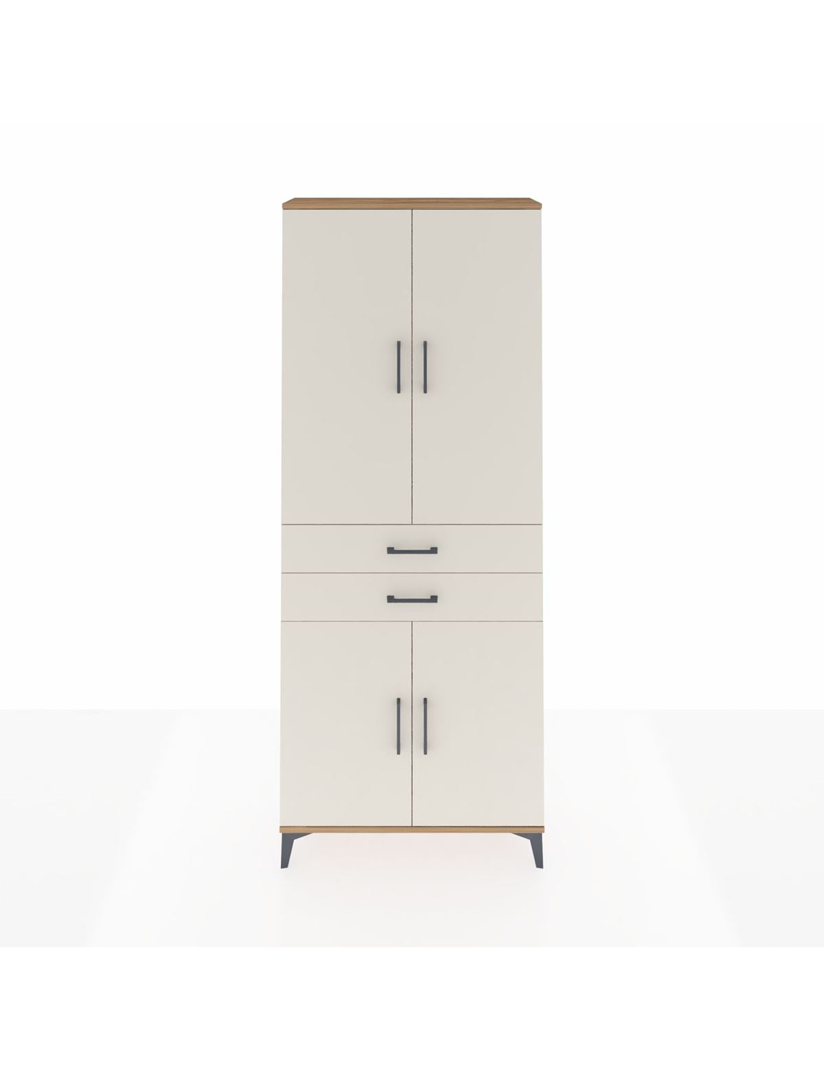 Arges Dolap 4 Raflı 2 Çekmeceli 4 Kapaklı 88x30x221 Çam-Aytaşı