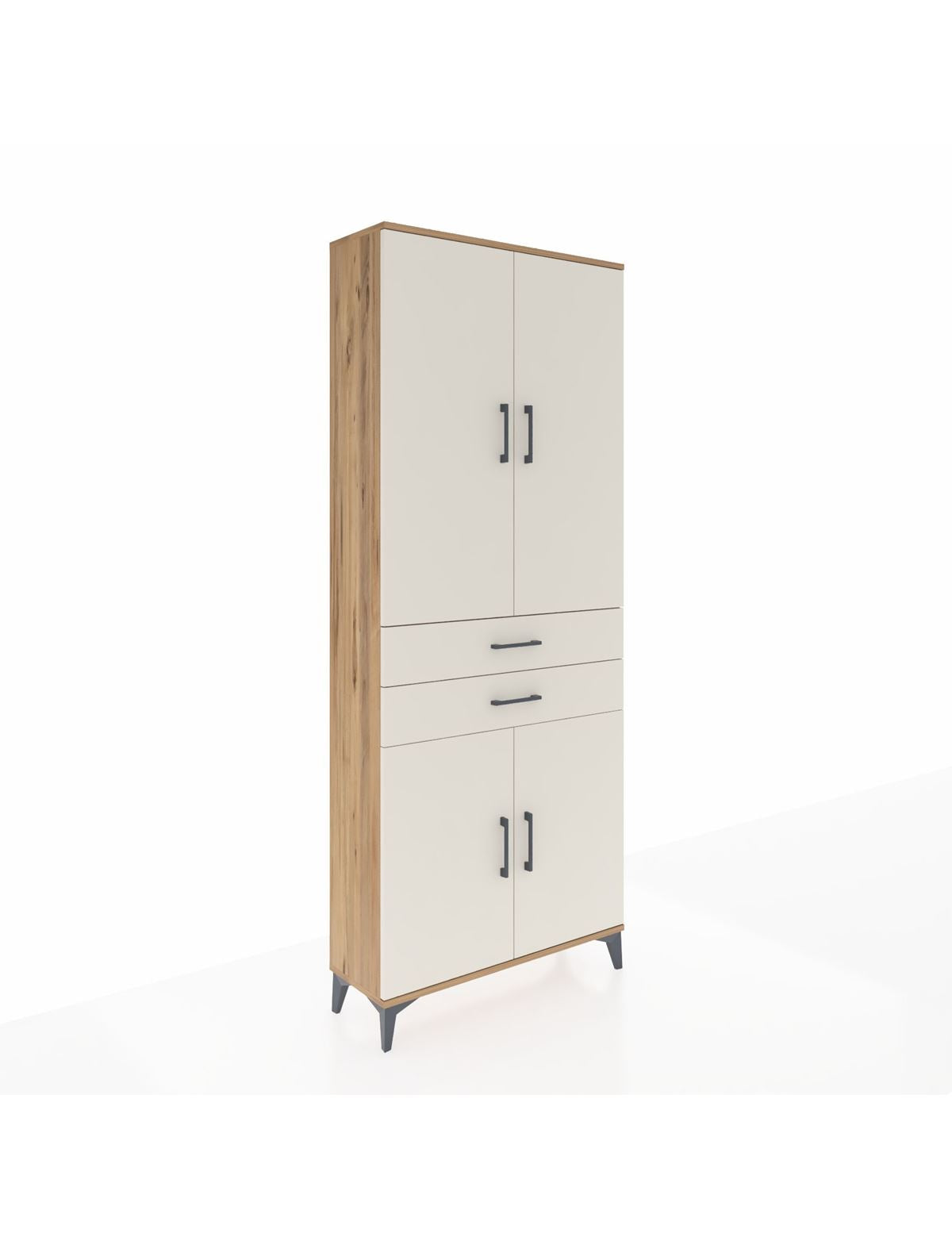 Arges Dolap 4 Raflı 2 Çekmeceli 4 Kapaklı 88x30x221 Çam-Aytaşı