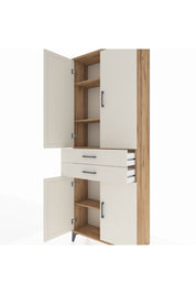 Arges Dolap 4 Raflı 2 Çekmeceli 4 Kapaklı 88x30x221 Çam-Aytaşı