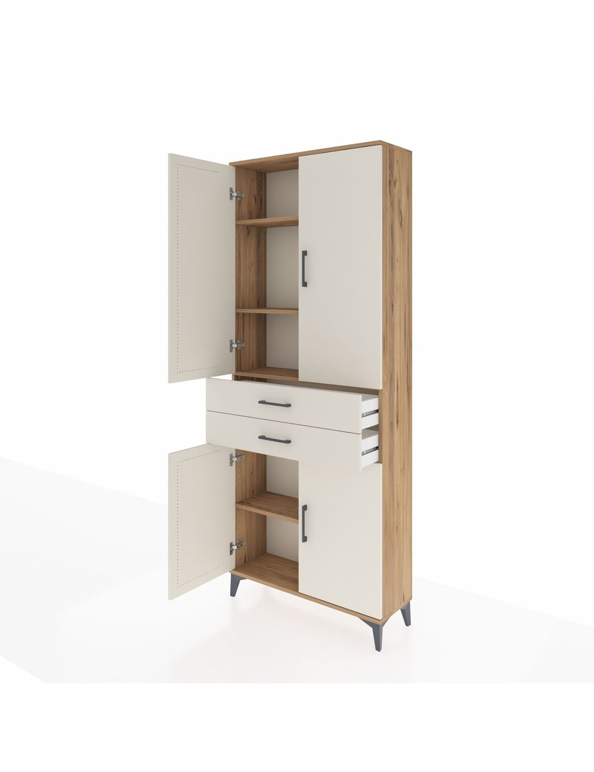 Arges Dolap 4 Raflı 2 Çekmeceli 4 Kapaklı 88x30x221 - S30M151V7A