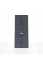 Arges Dolap 4 Raflı 2 Çekmeceli 4 Kapaklı 88x30x221 Çam-Antrasit