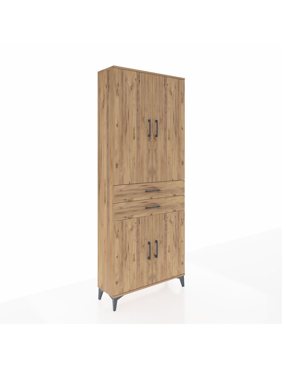 Arges Dolap 4 Raflı 2 Çekmeceli 4 Kapaklı 88x30x221 Çam-Çam