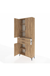 Arges Dolap 4 Raflı 2 Çekmeceli 4 Kapaklı 88x30x221 Çam-Çam