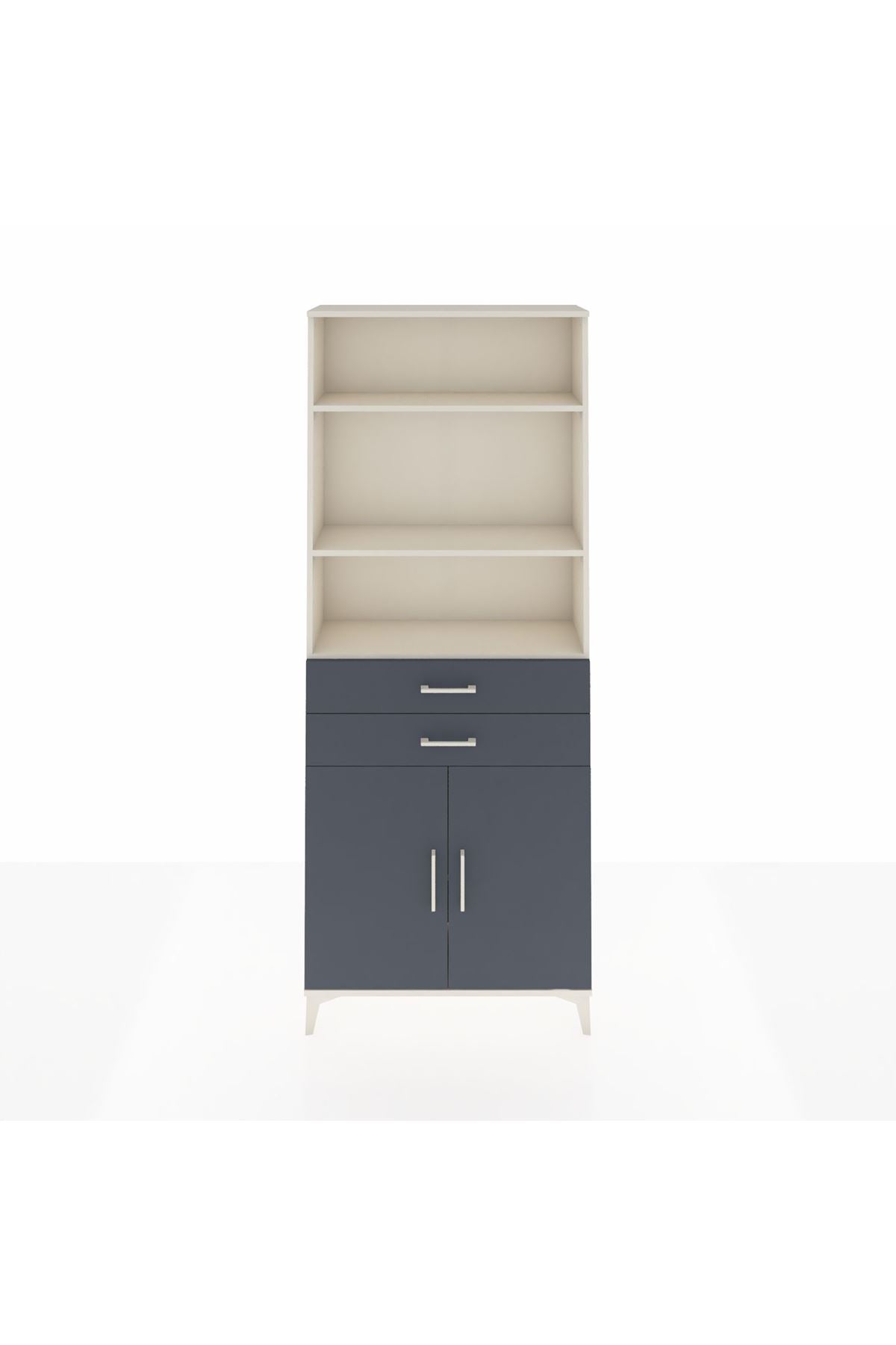 Arges Dolap 4 Raflı 2 Çekmeceli 2 Kapaklı 88x30x221 Aytaşı-Antrasit