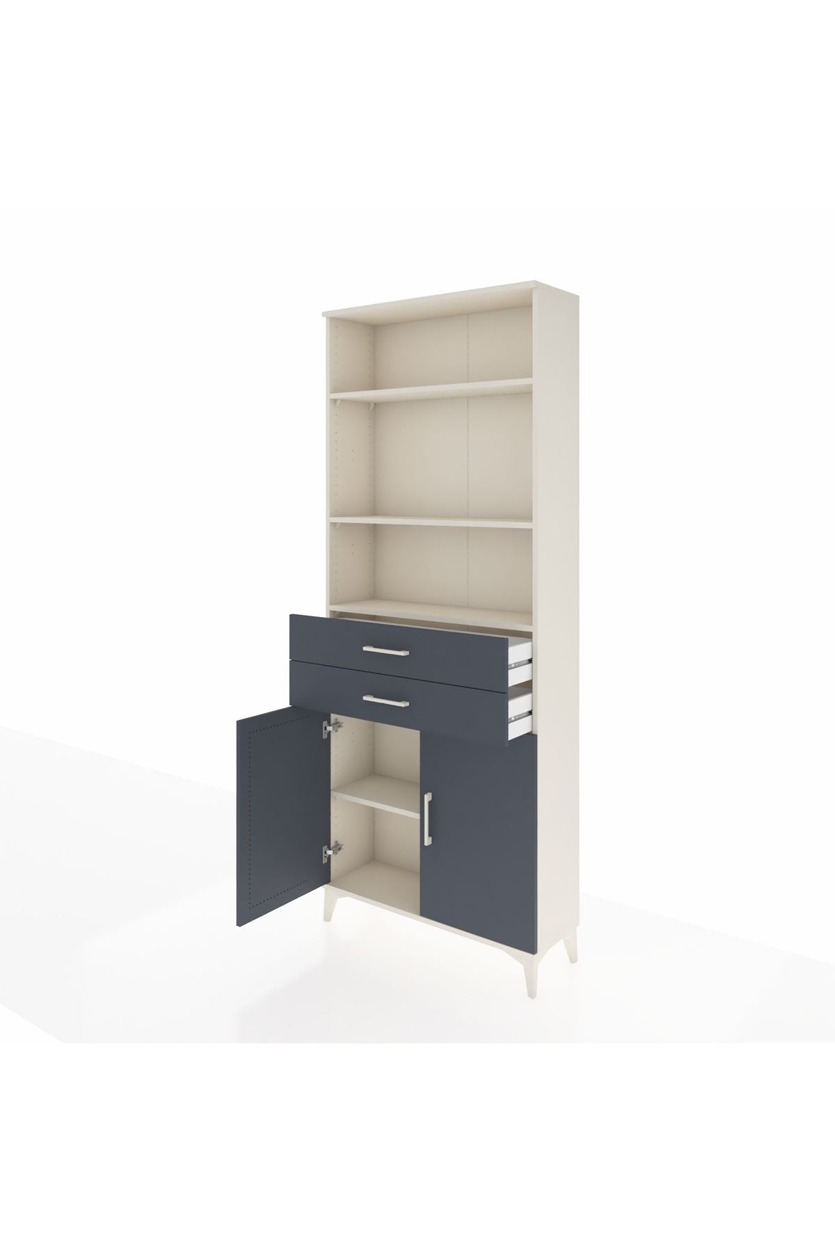 Arges Dolap 4 Raflı 2 Çekmeceli 2 Kapaklı 88x30x221 Aytaşı-Antrasit