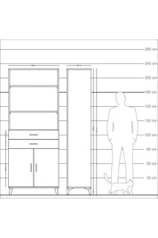 Arges Dolap 4 Raflı 2 Çekmeceli 2 Kapaklı 88x30x221 Antrasit-Aytaşı