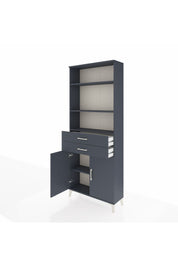 Arges Dolap 4 Raflı 2 Çekmeceli 2 Kapaklı 88x30x221 Antrasit-Antrasit