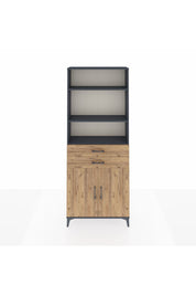 Arges Dolap 4 Raflı 2 Çekmeceli 2 Kapaklı 88x30x221 Antrasit-Çam