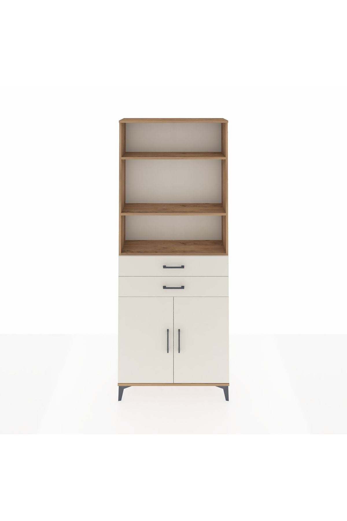 Arges Dolap 4 Raflı 2 Çekmeceli 2 Kapaklı 88x30x221 Çam-Aytaşı