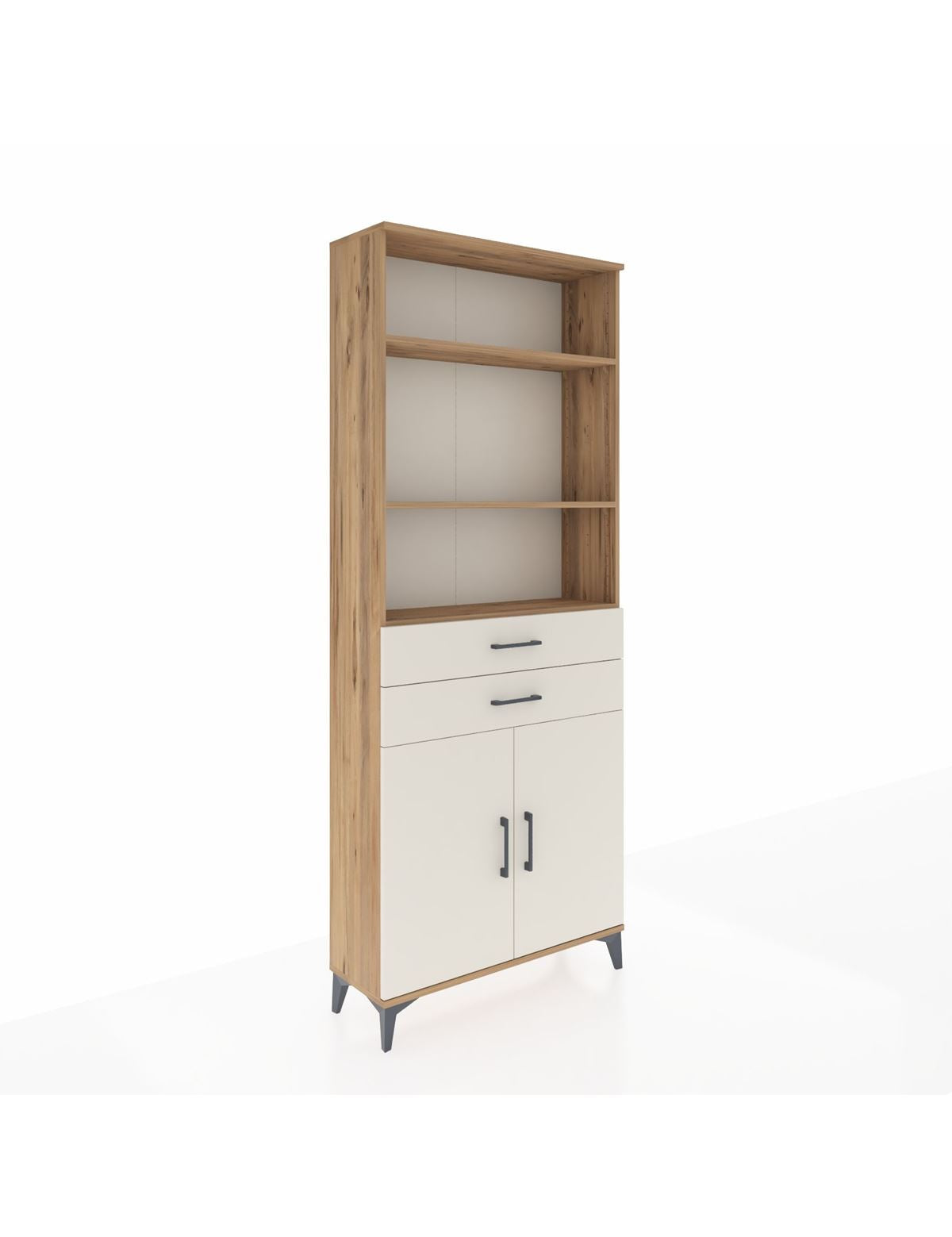 Arges Dolap 4 Raflı 2 Çekmeceli 2 Kapaklı 88x30x221 Çam-Aytaşı