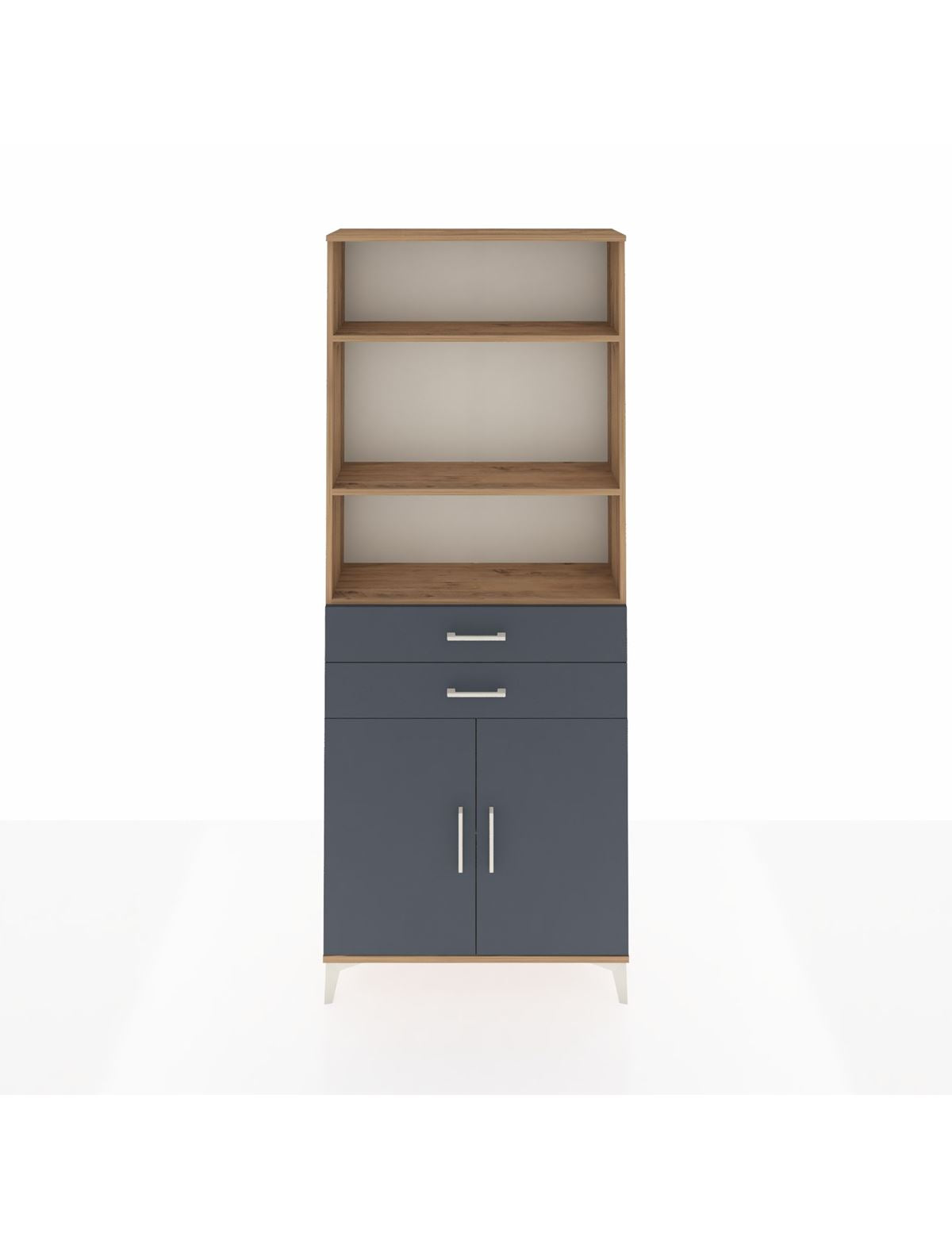 Arges Dolap 4 Raflı 2 Çekmeceli 2 Kapaklı 88x30x221 Çam-Antrasit