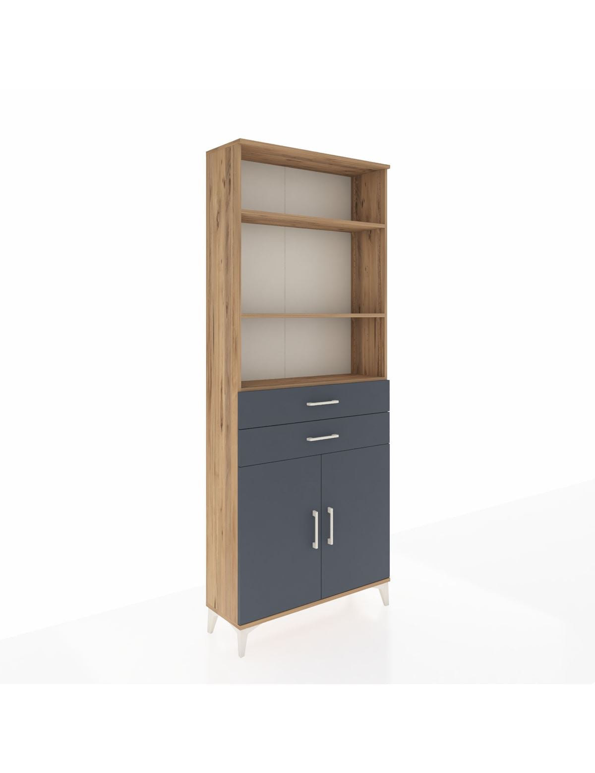 Arges Dolap 4 Raflı 2 Çekmeceli 2 Kapaklı 88x30x221 Çam-Antrasit