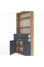 Arges Dolap 4 Raflı 2 Çekmeceli 2 Kapaklı 88x30x221 Çam-Antrasit