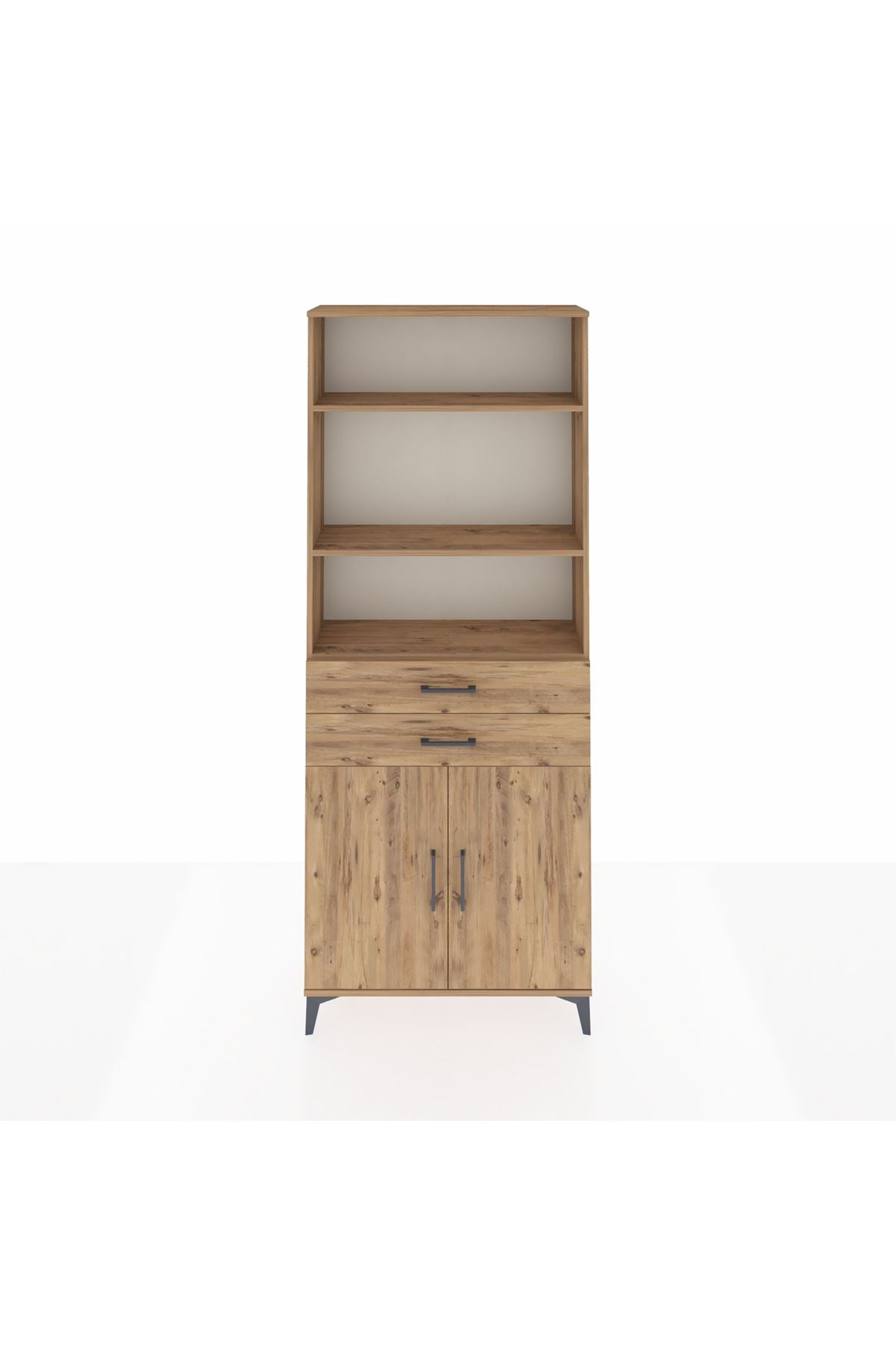 Arges Dolap 4 Raflı 2 Çekmeceli 2 Kapaklı 88x30x221 Çam-Çam