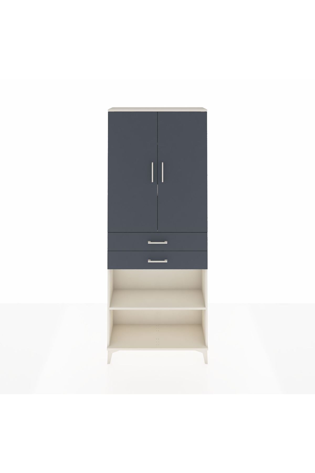 Arges Dolap 4 Raflı 2 Çekmeceli 2 Kapaklı 88x30x221 Aytaşı-Antrasit