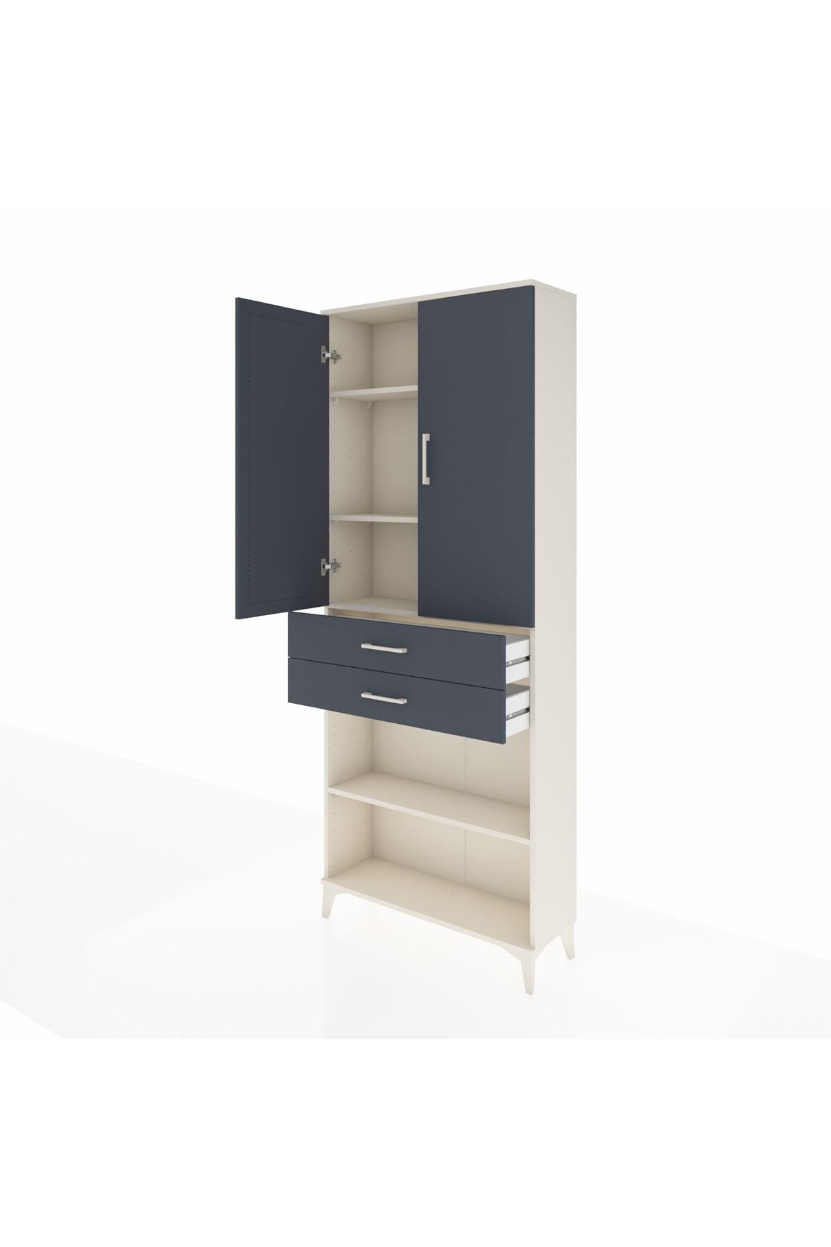 Arges Dolap 4 Raflı 2 Çekmeceli 2 Kapaklı 88x30x221 Aytaşı-Antrasit