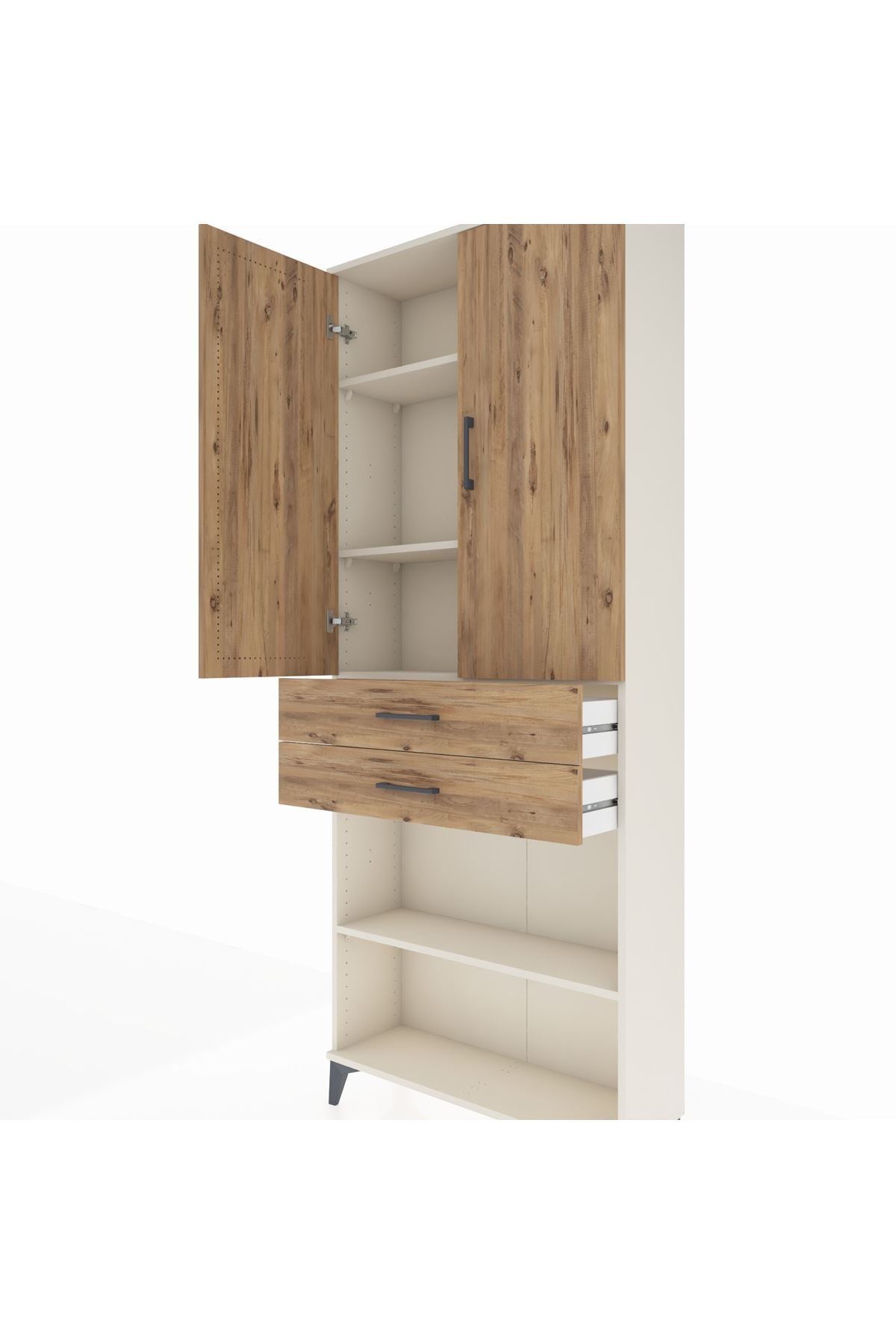 Arges Dolap 4 Raflı 2 Çekmeceli 2 Kapaklı 88x30x221 Aytaşı-Çam