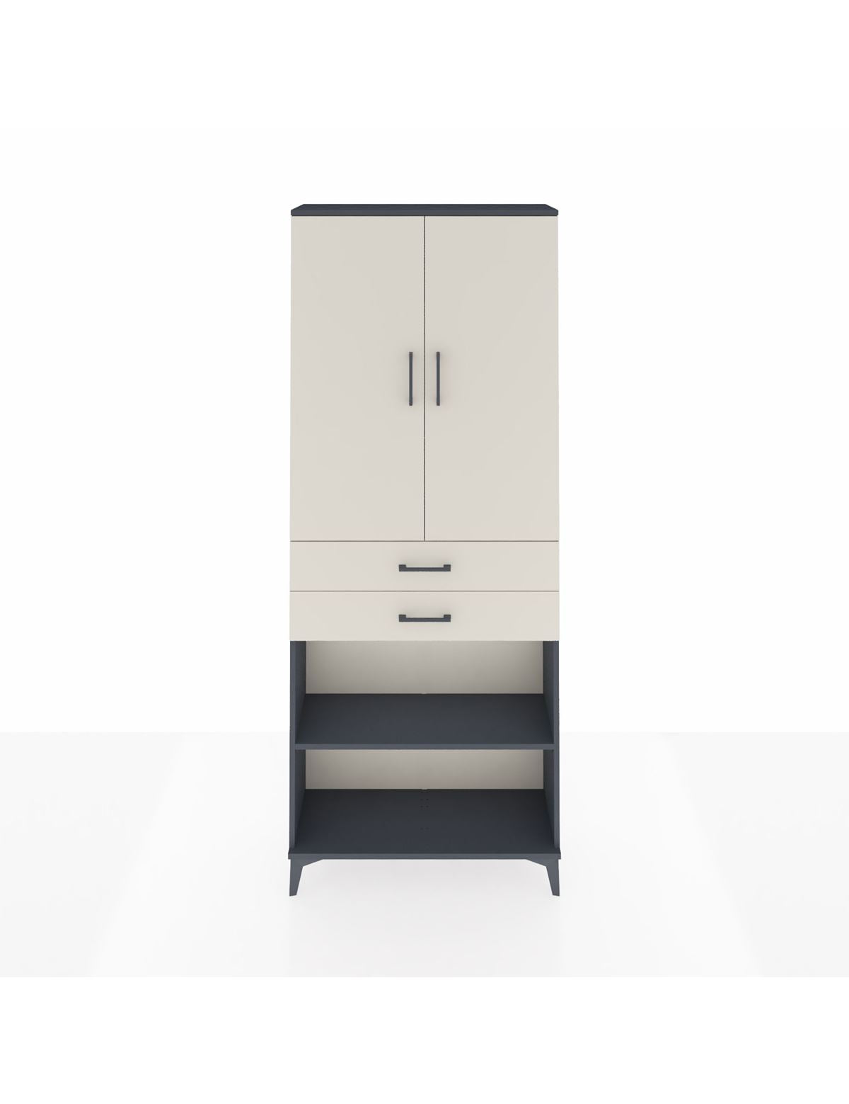 Arges Dolap 4 Raflı 2 Çekmeceli 2 Kapaklı 88x30x221 Antrasit-Aytaşı