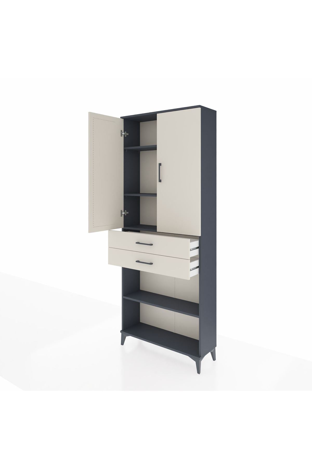 Arges Dolap 4 Raflı 2 Çekmeceli 2 Kapaklı 88x30x221 Antrasit-Aytaşı