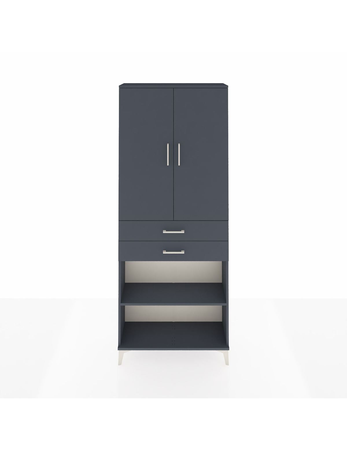 Arges Dolap 4 Raflı 2 Çekmeceli 2 Kapaklı 88x30x221 Antrasit-Antrasit