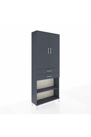 Arges Dolap 4 Raflı 2 Çekmeceli 2 Kapaklı 88x30x221 Antrasit-Antrasit