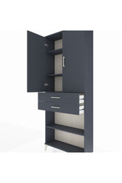 Arges Dolap 4 Raflı 2 Çekmeceli 2 Kapaklı 88x30x221 Antrasit-Antrasit