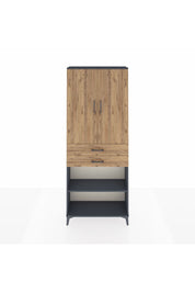 Arges Dolap 4 Raflı 2 Çekmeceli 2 Kapaklı 88x30x221 Antrasit-Çam