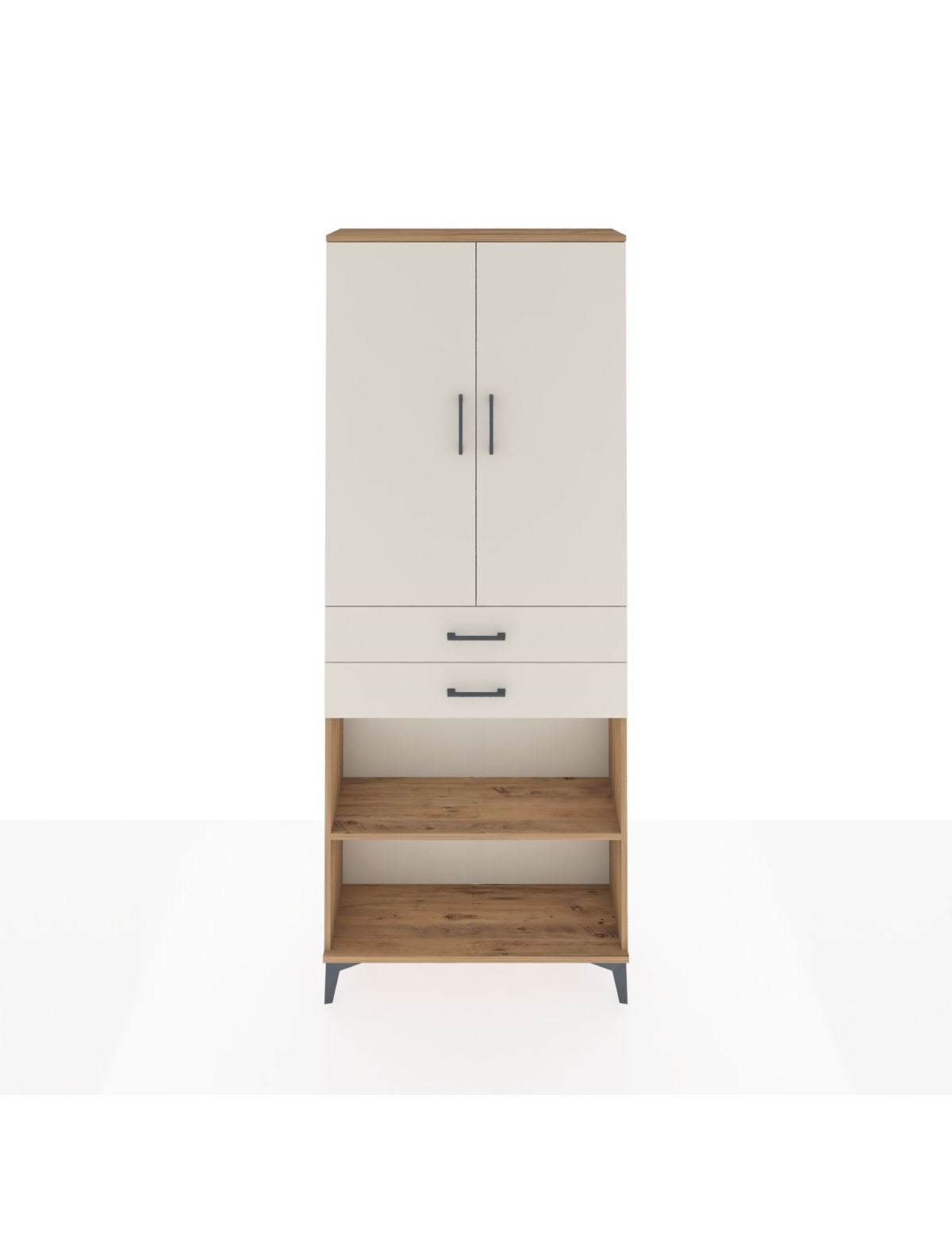 Arges Dolap 4 Raflı 2 Çekmeceli 2 Kapaklı 88x30x221 Çam-Aytaşı