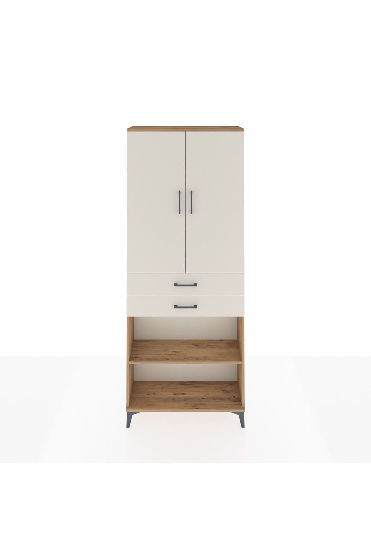 Arges Dolap 4 Raflı 2 Çekmeceli 2 Kapaklı 88x30x221 Çam-Aytaşı