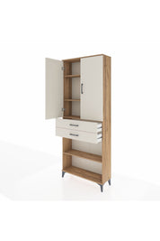 Arges Dolap 4 Raflı 2 Çekmeceli 2 Kapaklı 88x30x221 Çam-Aytaşı